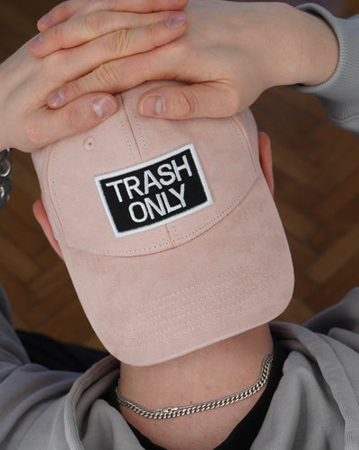 “TRASH ONLY” Pink Eco-Suede Dad Hat